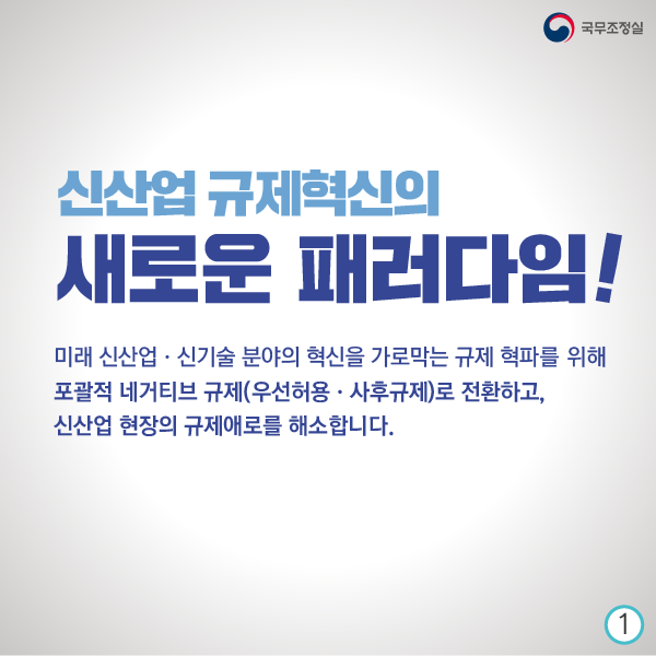 신산업 규제혁신의 새로운 패러다임!