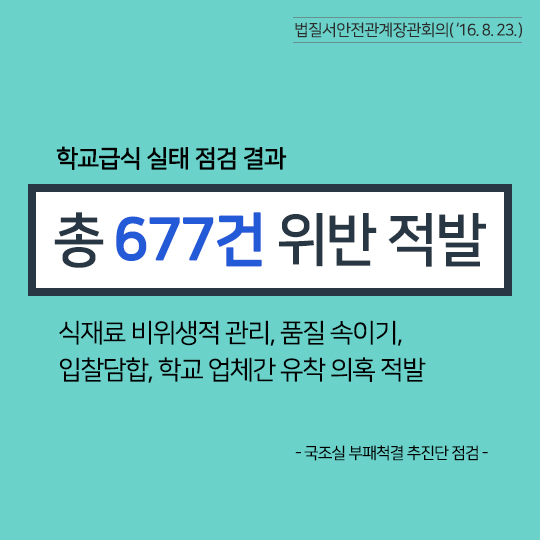 법질서안전관계장관회의(8.23) 학교급식개선 관련