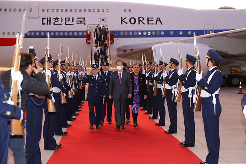 칠레 산티아고 도착, 입국 환영행사