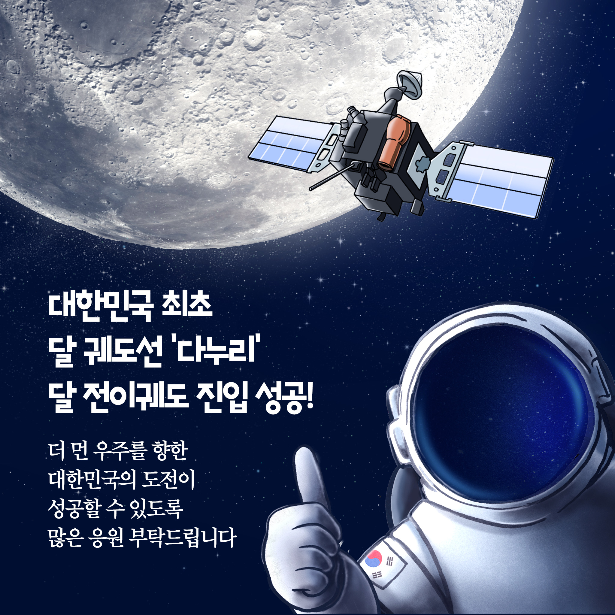 대한민국 최초 달 궤도선 '다누리', 달 전이궤도 진입 성공!